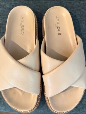 J Slides Blush Crossover Leather Slides